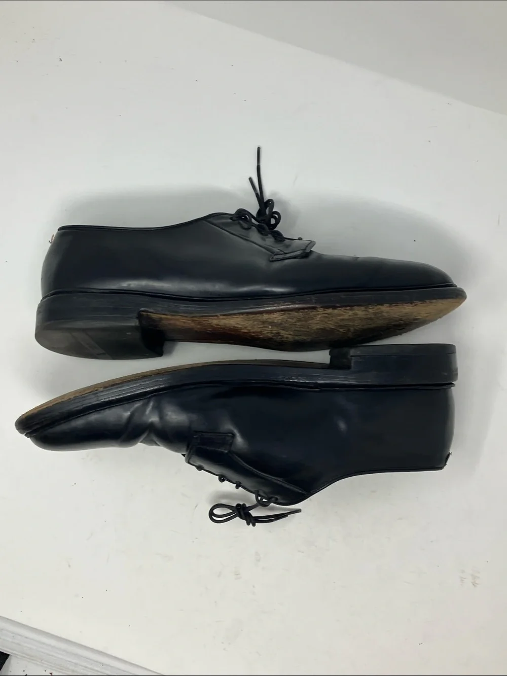 Allen Edmonds Leeds 9501 Black Leather Plain Toe Derby Shoes Mens 14 D
